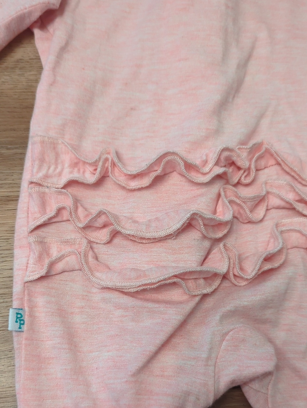 Posh Peanut Pink Heather Ruffle Zip Front Baby Footie, NB - Picture 7 of 8